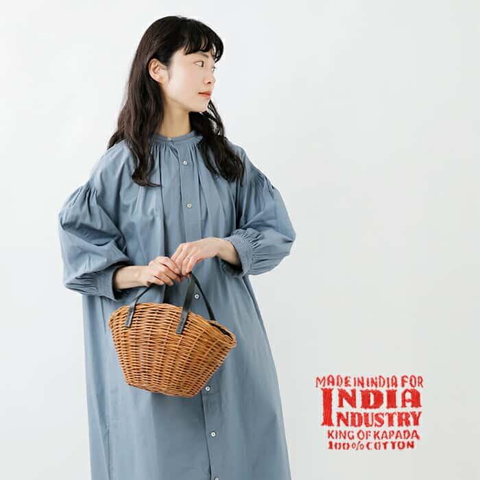 INDIA INDUSTRY インディアインダストリー ピンオックスフォード 刺繍 シャツ ドレス Udupi nd-g0044pox