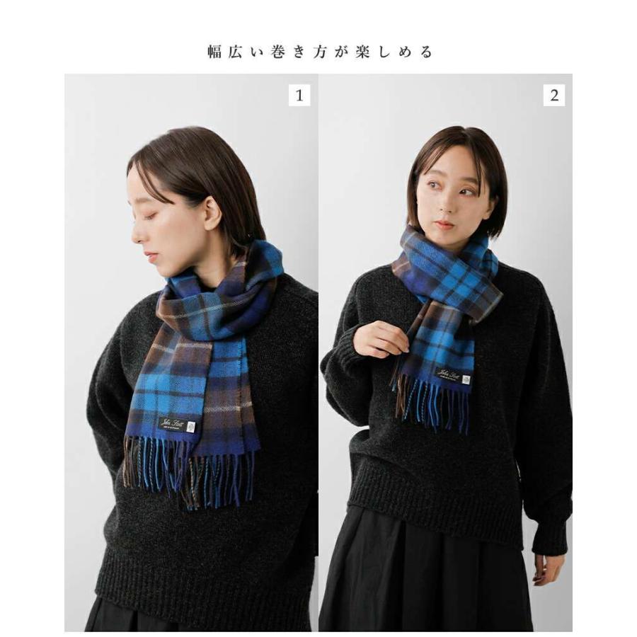 John Scott（ジョンスコット） ラムウール チェック スカーフ マフラー