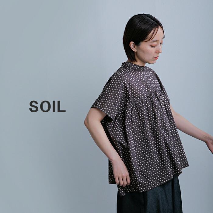 ソイル SOIL ブラウス シャツ トップス 花柄 シルク コットン 楽天市場】ソイル/SOIL コットンフラワープリントバンドカラーギャザー