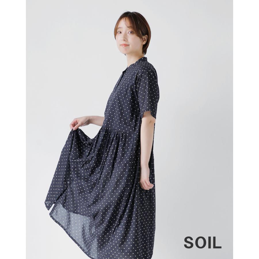 ソイル SOIL  コットンボイル ドットプリント バンドカラー ドレス ワンピース nsl26054 レディース  春夏 2026ss新作の画像
