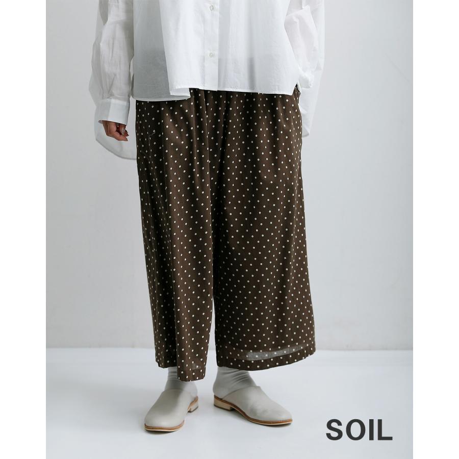 SOIL（ソイル） コットンボイル ドットプリント ワイド イージーパンツ
