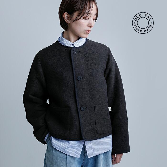 【美品】ORCIVAL オーシバル ノーカラージャケット ネイビー サイズ4 ORCIVAL（オーシバル） オーチバル ジャガード ノーカラージャケット