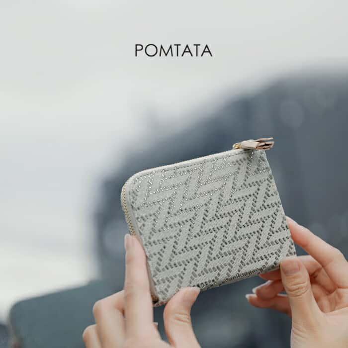 ポンタタ POMTATA ラッカーピッグレザーメタリックショートウォレット