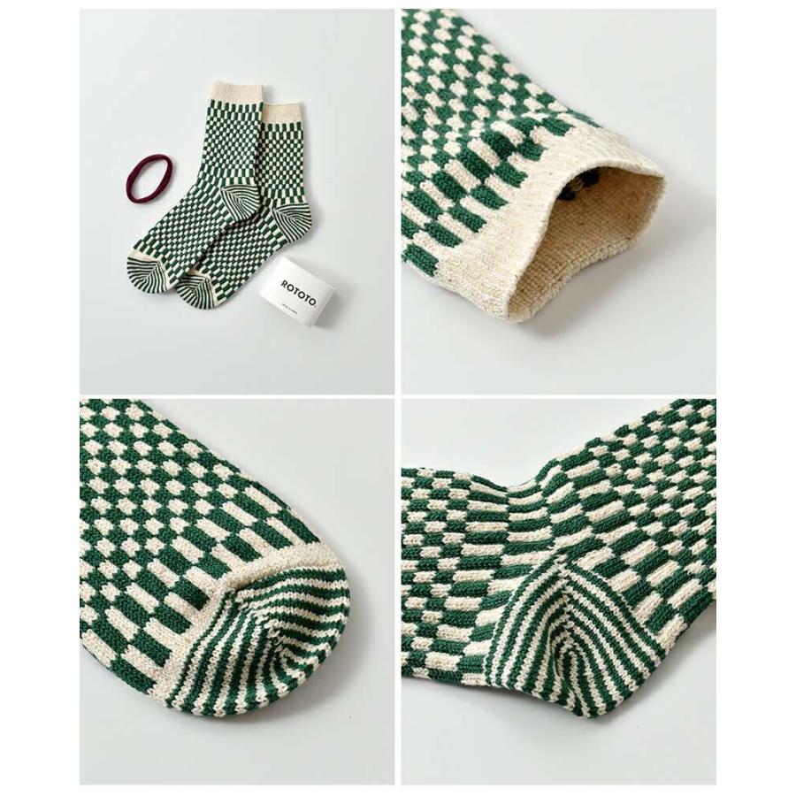 ROTOTO（ロトト） ジャガード チェッカーボード パターン ソックス