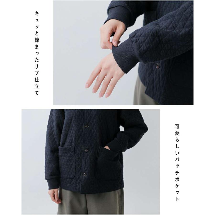 RINEN リネン オーガニック天竺 ダイヤキルティング ノーカラー