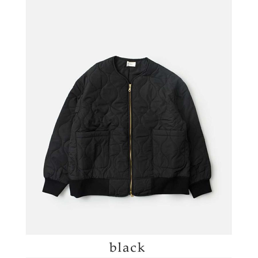 【siro de labonte】ノーカラージャケット 黒 siro de labonte｜キルティング MA-1 ノーカラー ジャケット