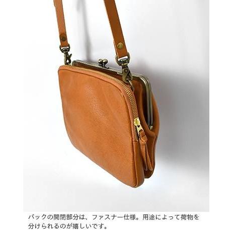クレドラン　がま口ショルダーバッグ　ブラウン　レザー CLEDRAN - クレドラン がま口ショルダーバッグ ブラウン レザーの通販