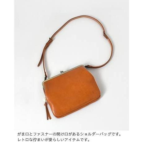 クレドラン　がま口ショルダーバッグ　ブラウン　レザー CLEDRAN - クレドラン がま口ショルダーバッグ ブラウン レザーの通販