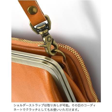 クレドラン　がま口ショルダーバッグ　ブラウン　レザー CLEDRAN - クレドラン がま口ショルダーバッグ ブラウン レザーの通販