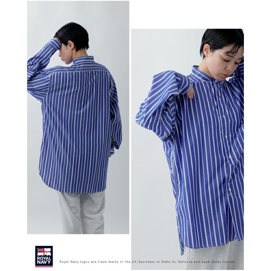 ROYAL NAVY（ロイヤルネイビー） コットン バンドカラー ストライプ