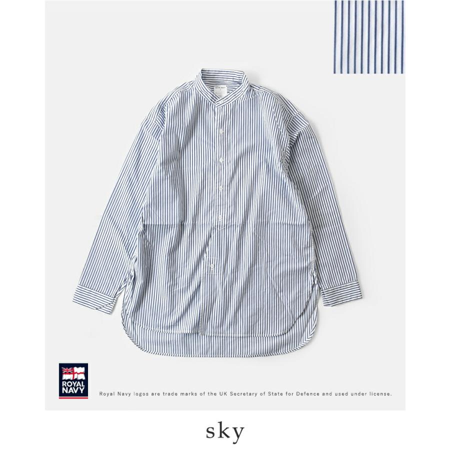 ROYAL NAVY（ロイヤルネイビー） コットン バンドカラー ストライプ