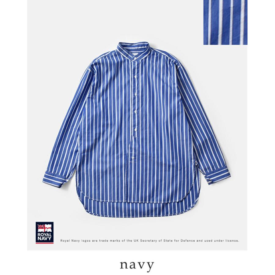 ROYAL NAVY（ロイヤルネイビー） コットン バンドカラー ストライプ
