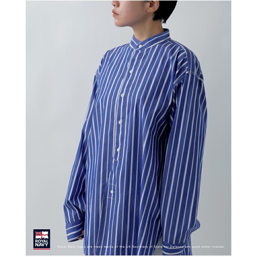 ROYAL NAVY（ロイヤルネイビー） コットン バンドカラー ストライプ