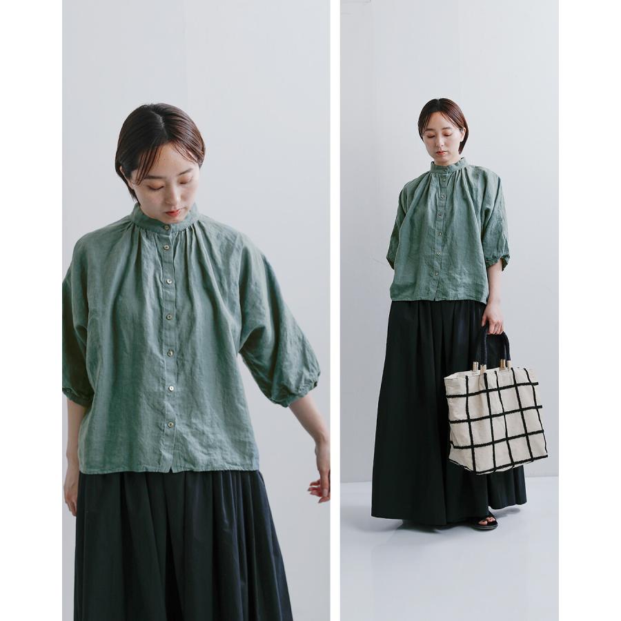 セール【30%OFF】ルフ LUEUF フレンチリネン ギャザーシャツ sa371108