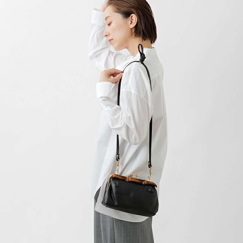 POMTATA ポンタタ グローブレザー2wayバンブーがま口ショルダー