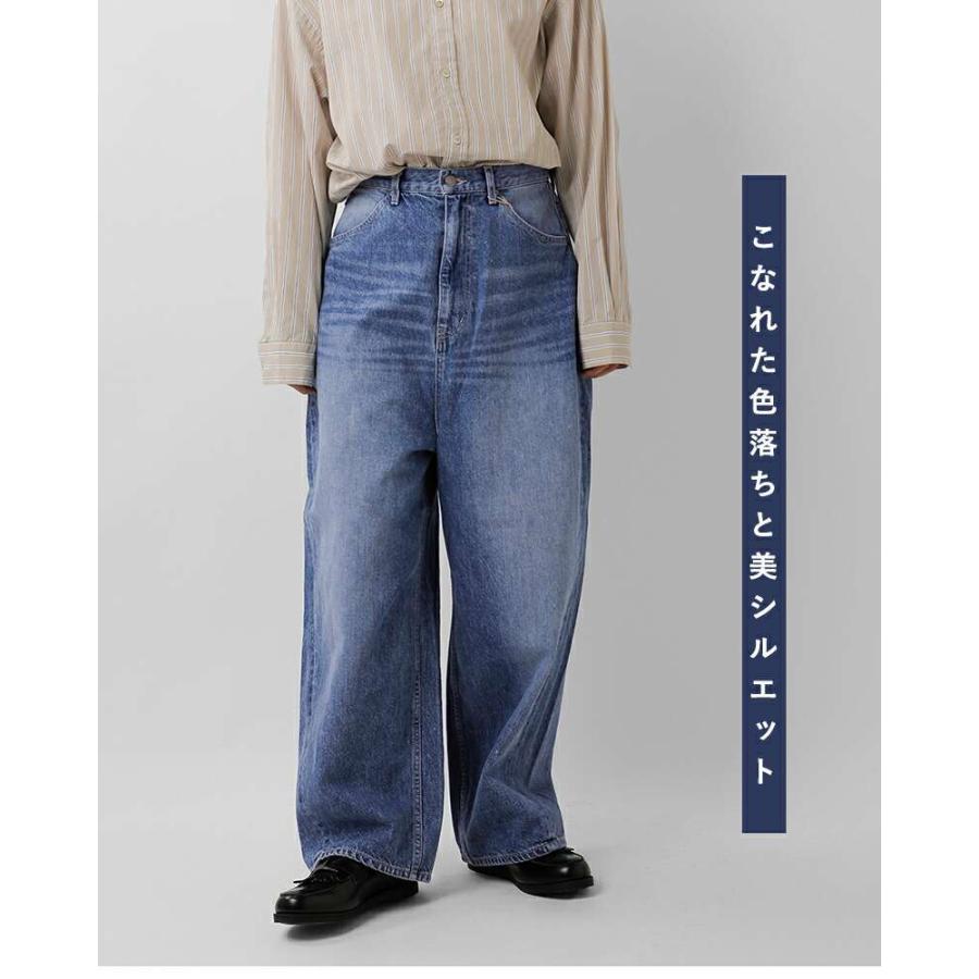 tumugu: ツムグ 綿麻混デニム8分丈パンツ ゆったりシルエット tumugu