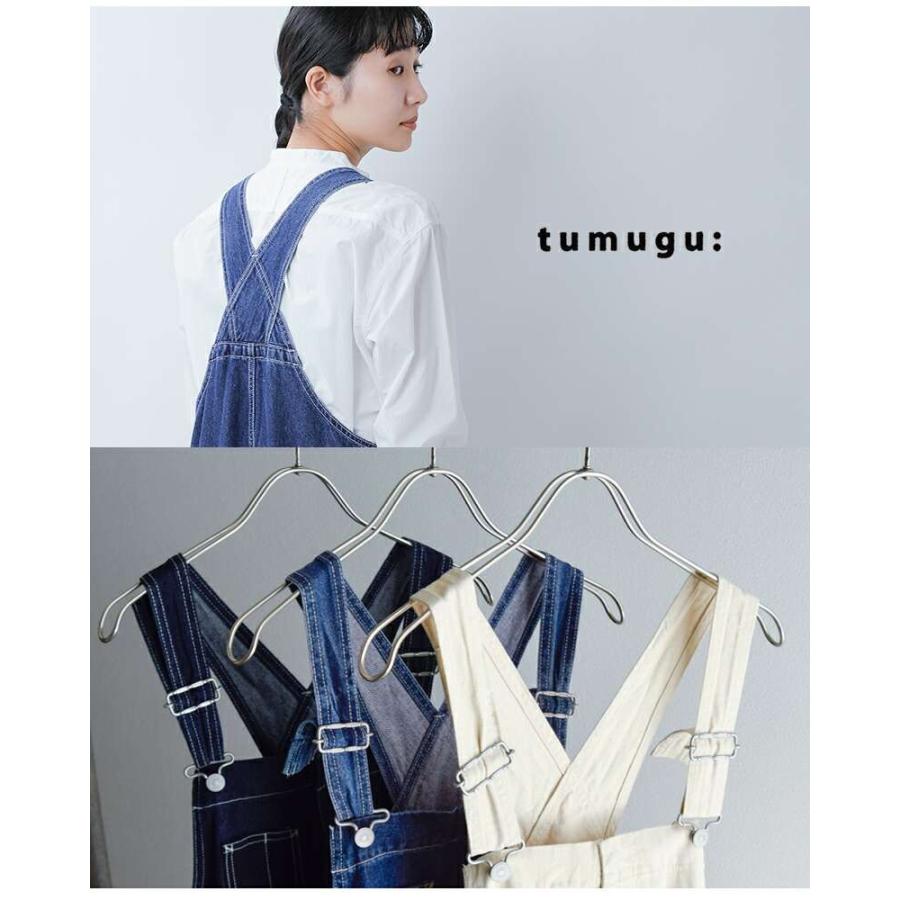 tumugu（ツムグ） キナリヘリンボーンオックス デニム サロペット