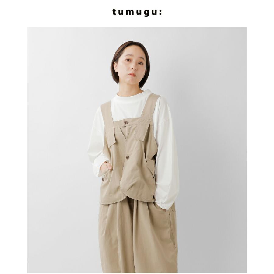 ツムグ tumugu コットン ナイロン サロペット tb25433 レディース  春夏 2026ss新作の画像