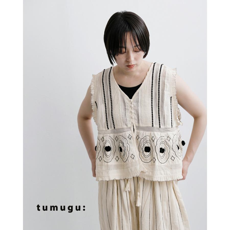 ツムグ tumugu  キャンブリック コットンメッシュ 2way ベスト tb26118 レディース  春夏 2026ss新作の画像