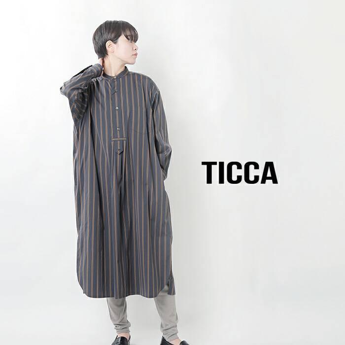 クーポン対象 Ticca ティッカ ストライプノーカラータックシャツワンピース Tbaa 047 21aw新作 Aranciato 通販 Paypayモール