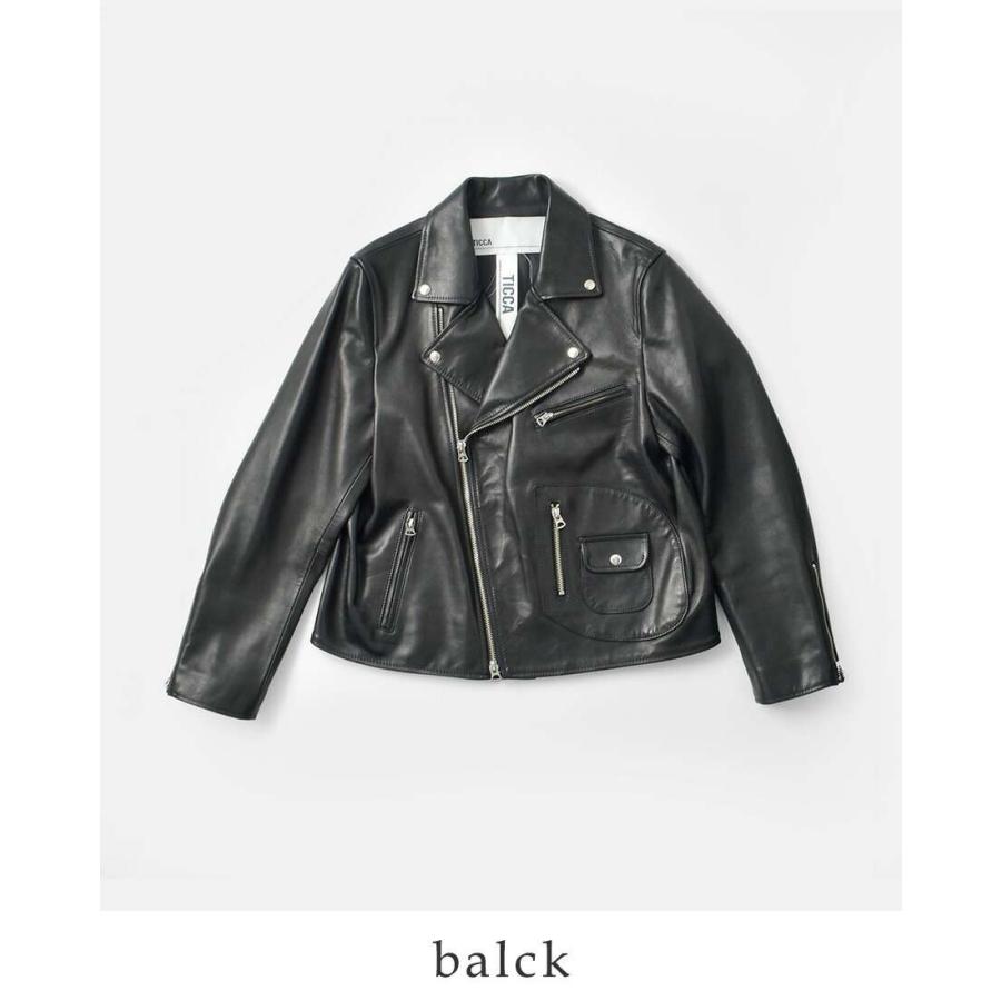 【美品】TICCA ダブルライダースジャケット ブラック サイズ3 美品】TICCA ダブルライダースジャケット ブラック サイズ3