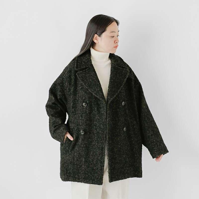 TICCA ティッカ ウール ミックスツイード ピーコート tbea-272