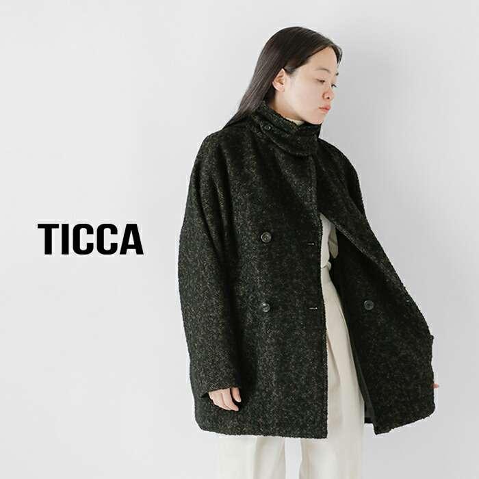 TICCA ティッカ ウール ミックスツイード ピーコート tbea-272