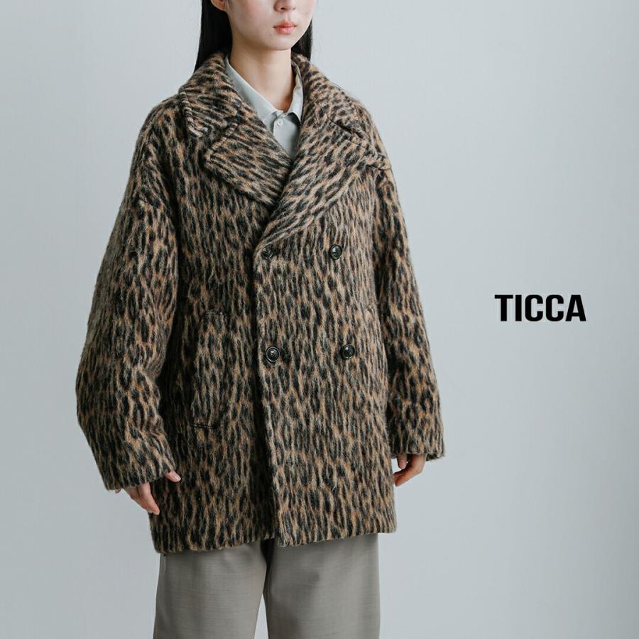 TICCA（ティッカ） ウールモヘア レオパード シャギー ピーコート tbfa