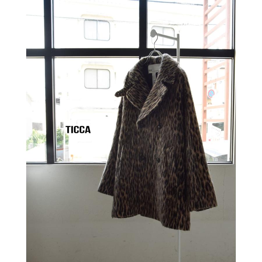 TICCA（ティッカ） ウールモヘア レオパード シャギー ピーコート tbfa