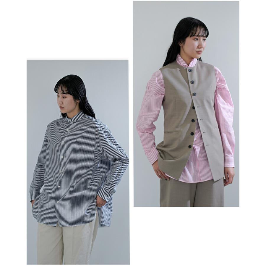 TICCA / ティッカ | コットン ナイロン ストライプ ビッグ シャツ | F | クリーム | レディース TICCA - TICCA / ティッカ | コットン ナイロン ストライプ ビッグ