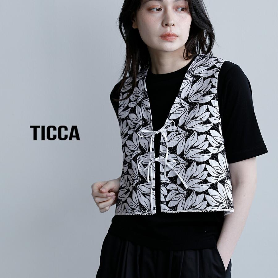 TICCA フラワーレースベスト TBFS-132 ブラック TICCA（ティッカ） フラワー レース ベスト tbfs-132 レディース