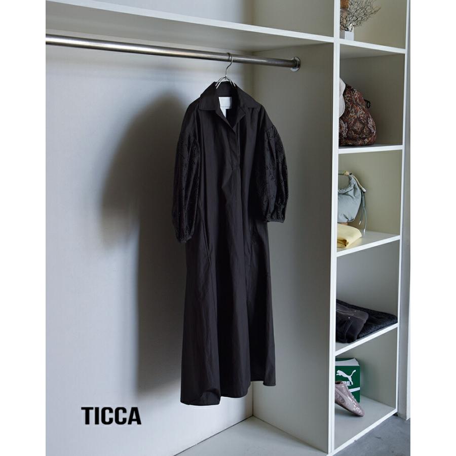 TICCA（ティッカ） コットン フラワー レース パフスリーブ ワンピース