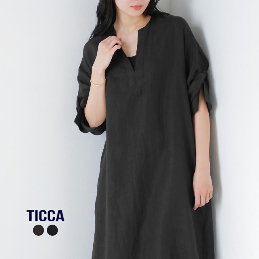 TICCA（ティッカ） リネン ツイストスリーブ ワンピース tbfs-405