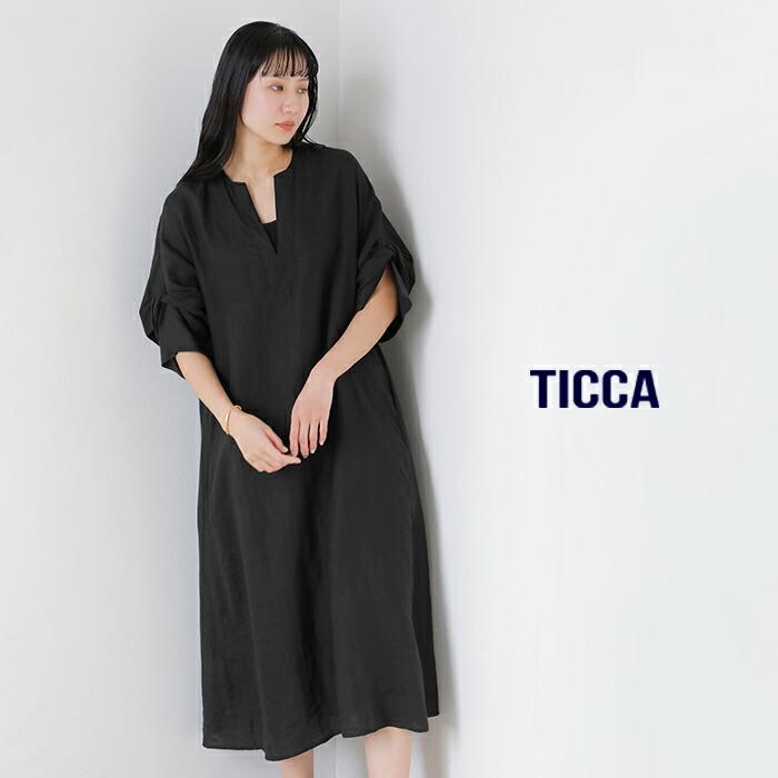 TICCA（ティッカ） リネン ツイストスリーブ ワンピース tbfs-405