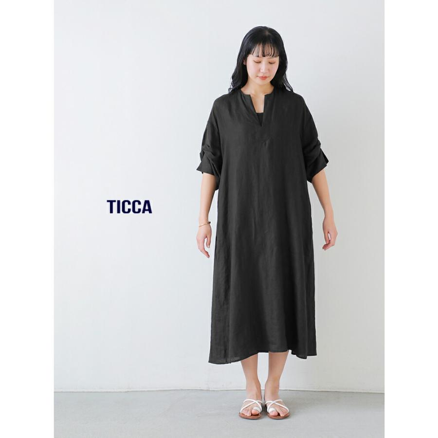 TICCA（ティッカ） リネン ツイストスリーブ ワンピース tbfs-405