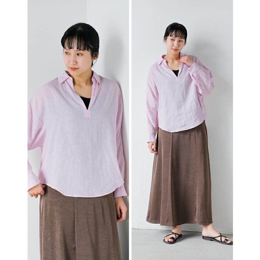 TICCA ティッカ　スキッパーシャツ　リネン100% ピンク　紫　9分丈 TICCA / スキッパーシャツ | anouk