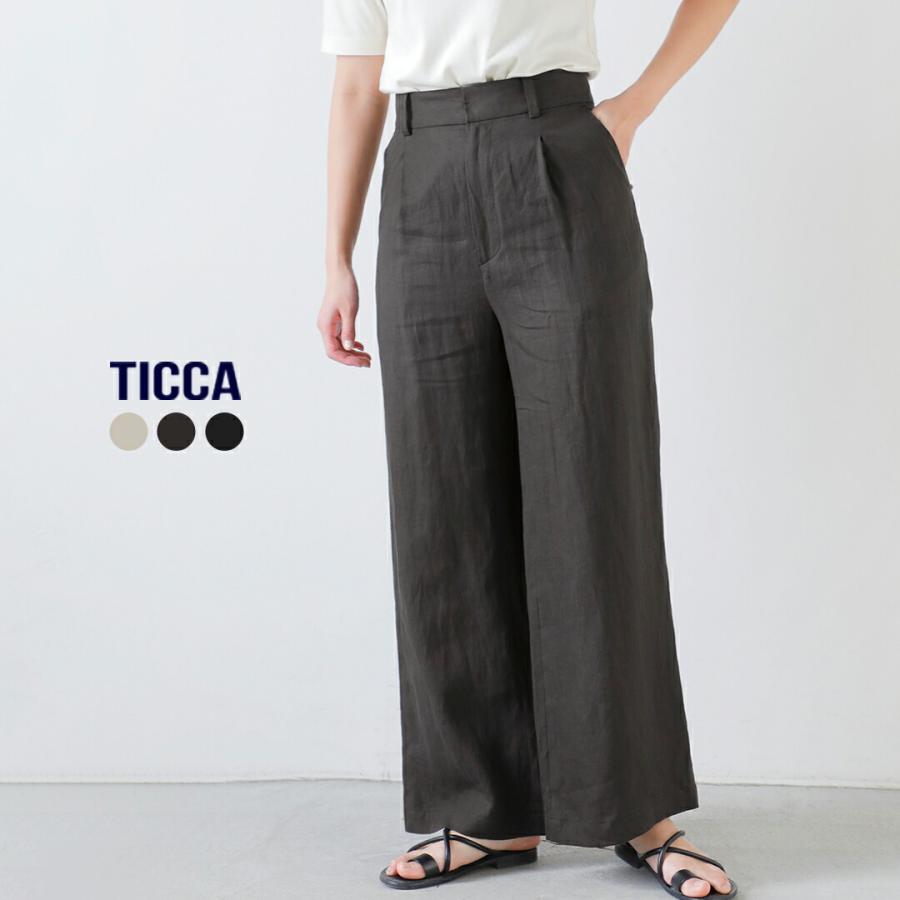TICCA（ティッカ） リネン ワイド タック パンツ tbfs-414 レディース