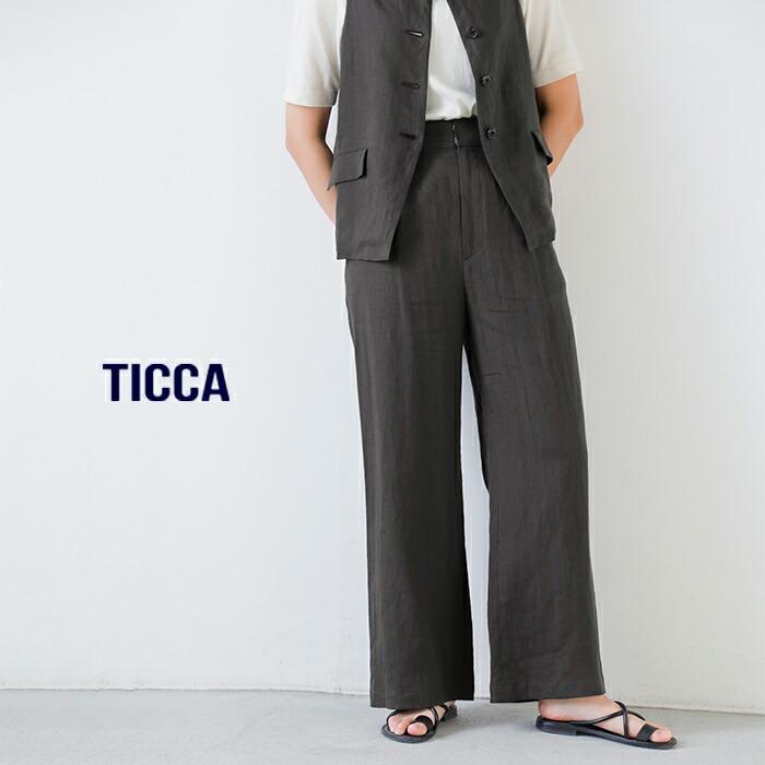 ティッカ TICCA リネン ワイド タック パンツ tbfs-414 レディース  春夏  2026ss新作の画像