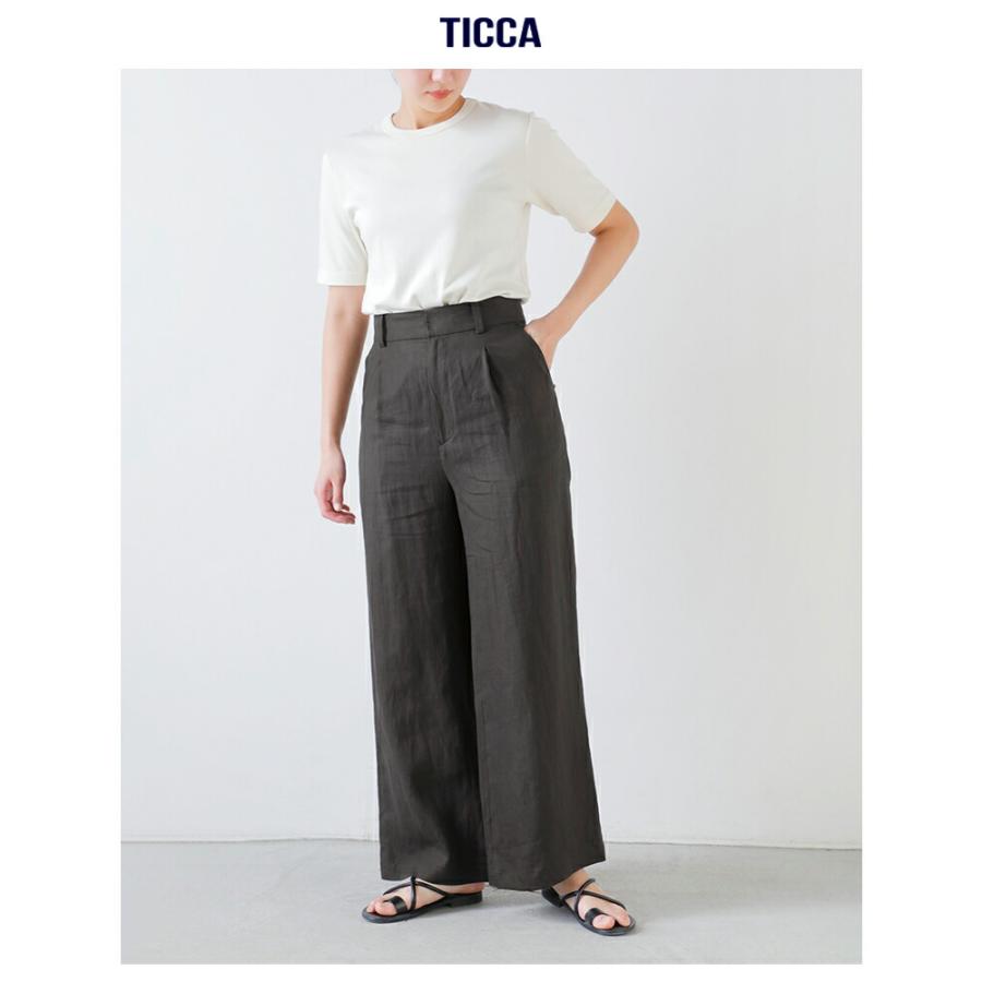 TICCA（ティッカ） リネン ワイド タック パンツ tbfs-414 レディース