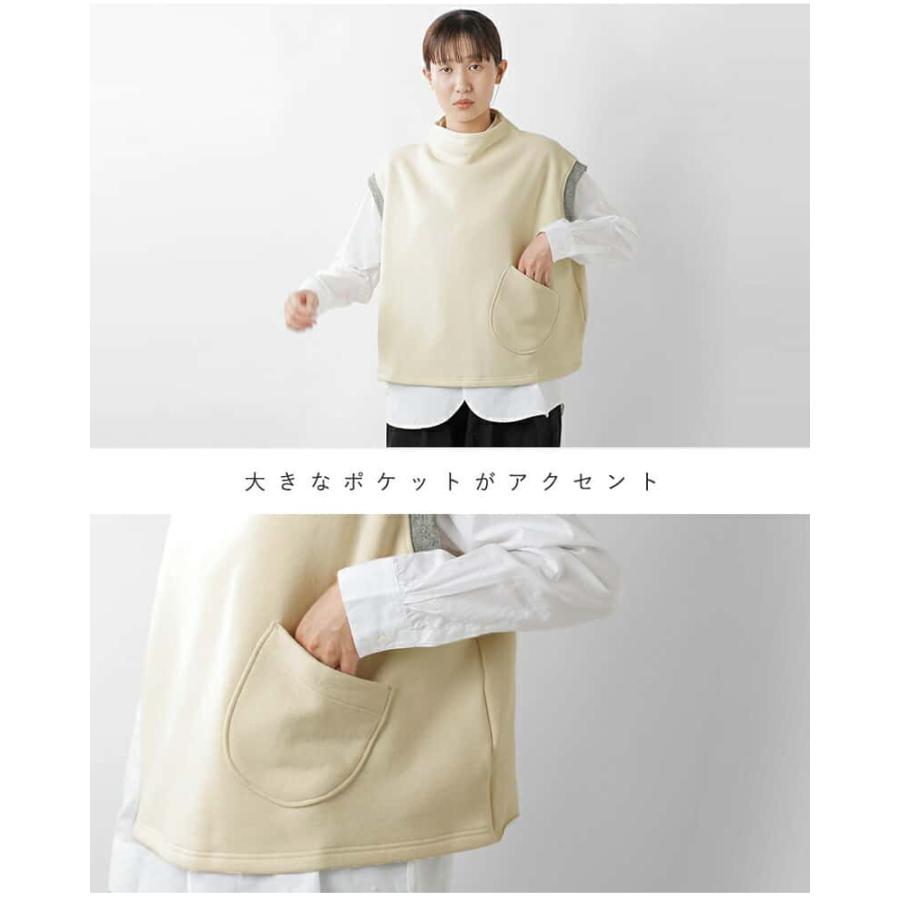 tumugu ツムグ コットン スプリング裏毛 配色 ベスト tc23305 レディース