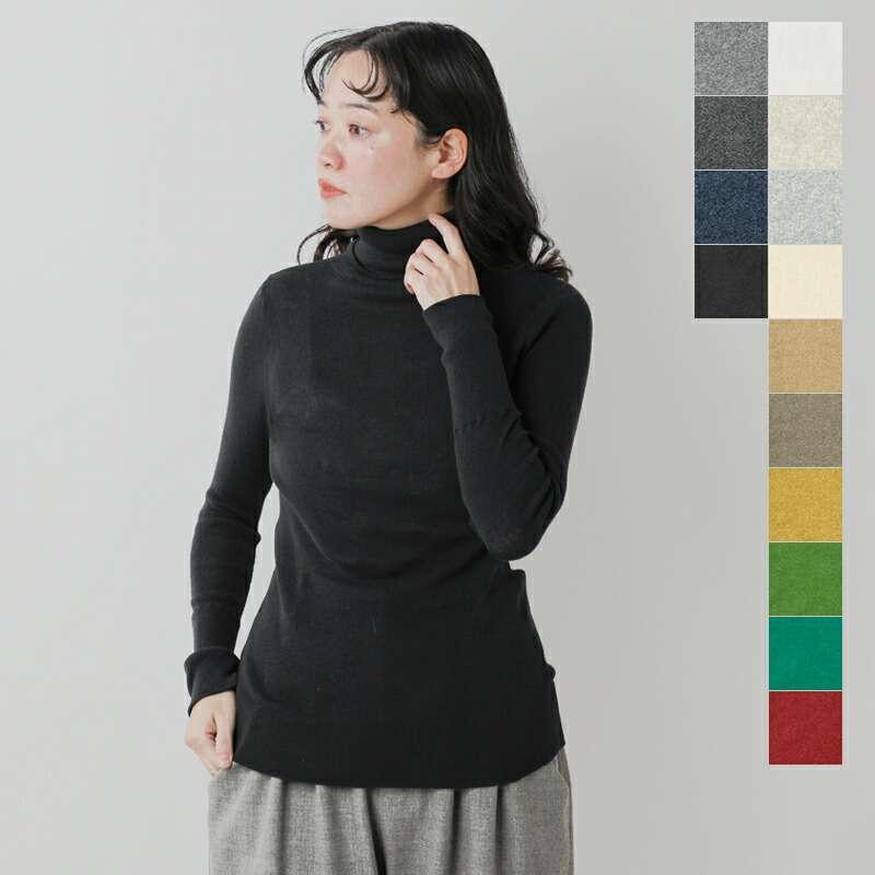 tumugu（ツムグ） コットン リブニット タートルネック プルオーバー