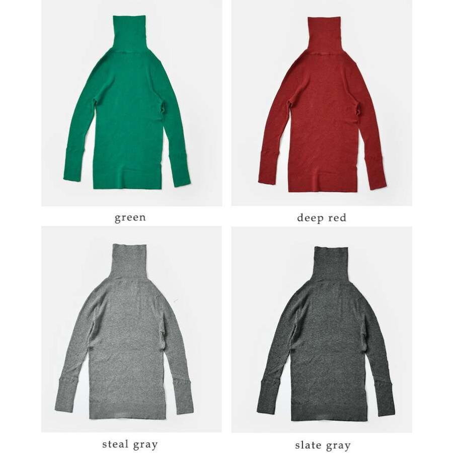 tumugu（ツムグ） コットン リブニット タートルネック プルオーバー