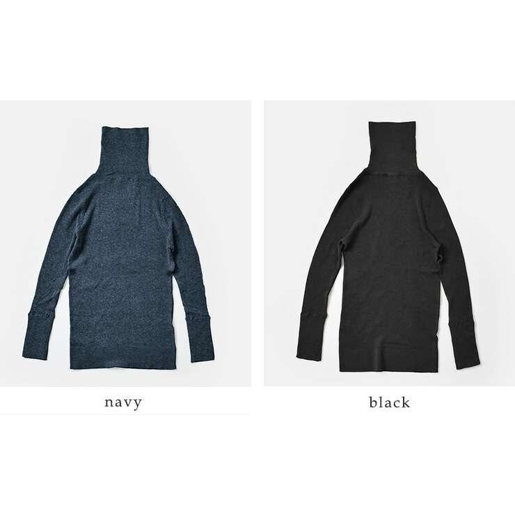 tumugu（ツムグ） コットン リブニット タートルネック プルオーバー