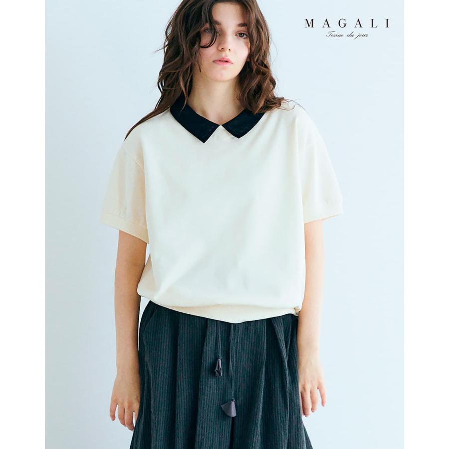 MAGALI（マガリ） ループバックコットン オーガンジー襟 カットソー 