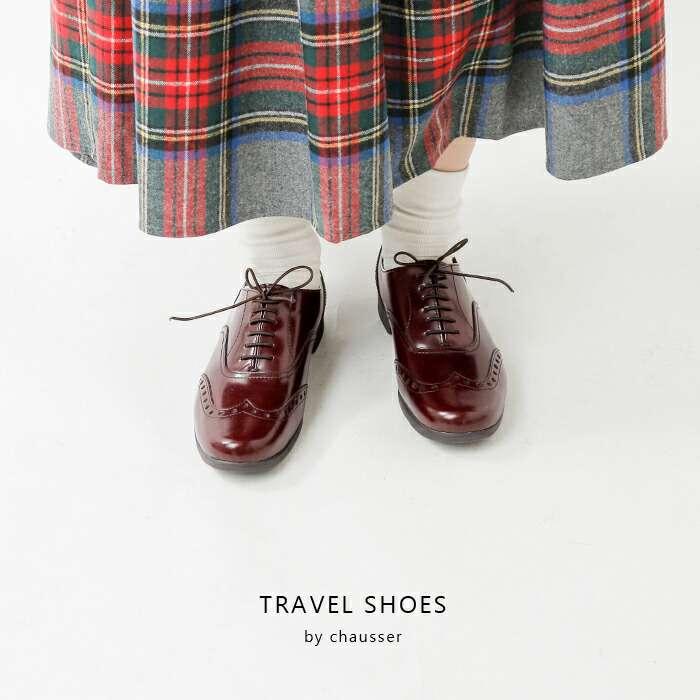 【トラベルシューズバイショセ】ウィングチップ レザー マニッシュ シューズ　38 TRAVEL SHOES by chausser トラベルシューズバイショセ ウィング