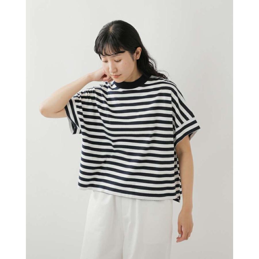 tissu ティシュ クラシック天竺 モックネック ドルマン Tシャツ