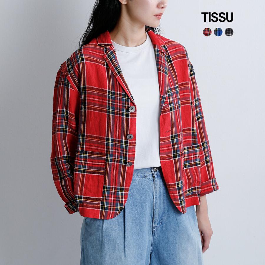 ティシュ tissu 東炊き タータンチェック テーラード ジャケット