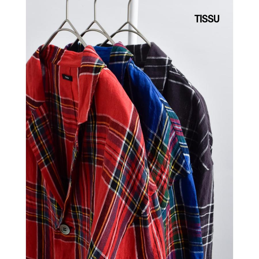 ティシュ tissu 東炊き タータンチェック テーラード ジャケット