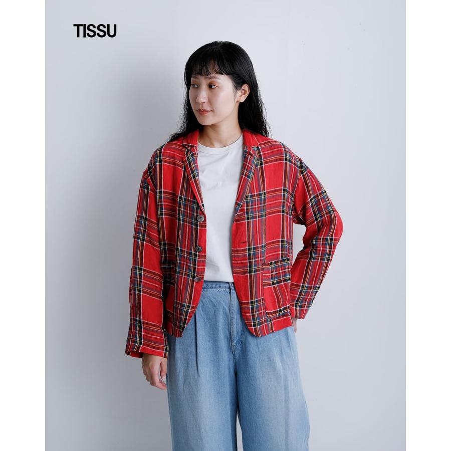 ティシュ tissu 東炊き タータンチェック テーラード ジャケット