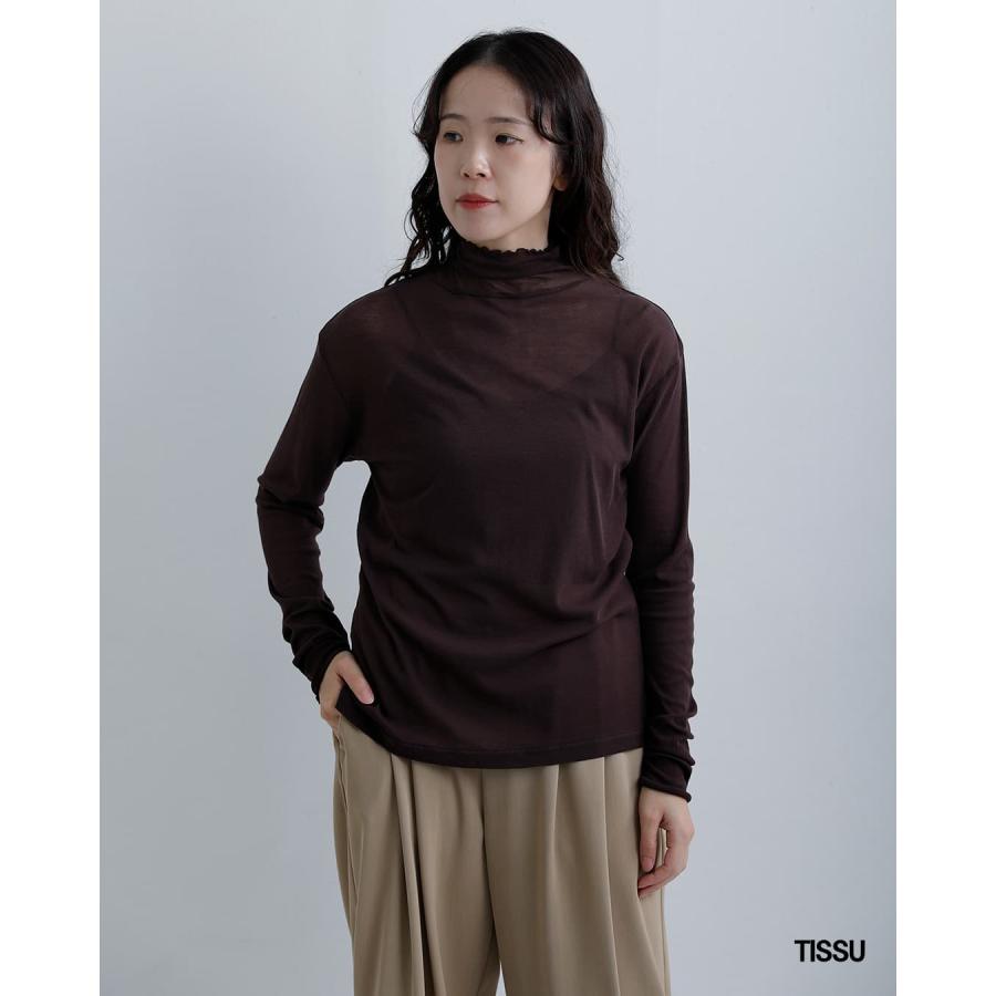 ティシュ tissu コットン シアー ハイツイストフライス タートルネック